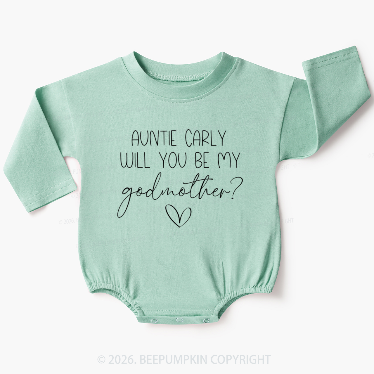 Personalized Auntie Will You Be My Godmother Baby Bubble Romper
