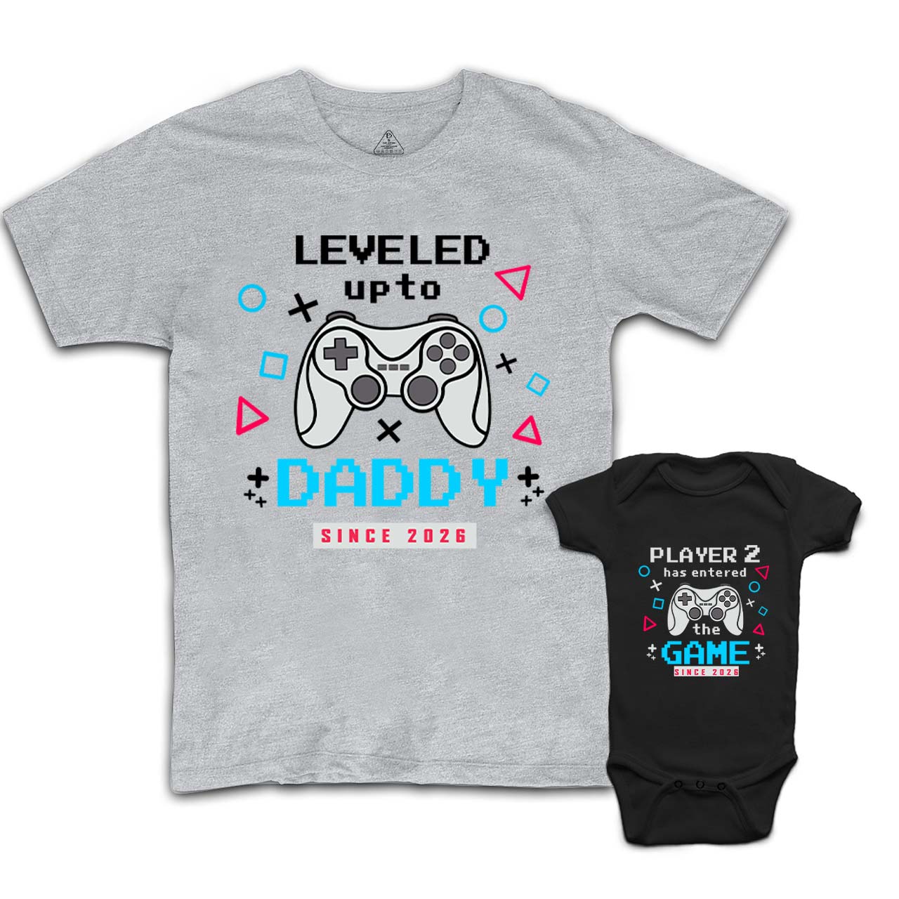 Personalized Leveled Up To Daddy Dad&Me Matching Shirts