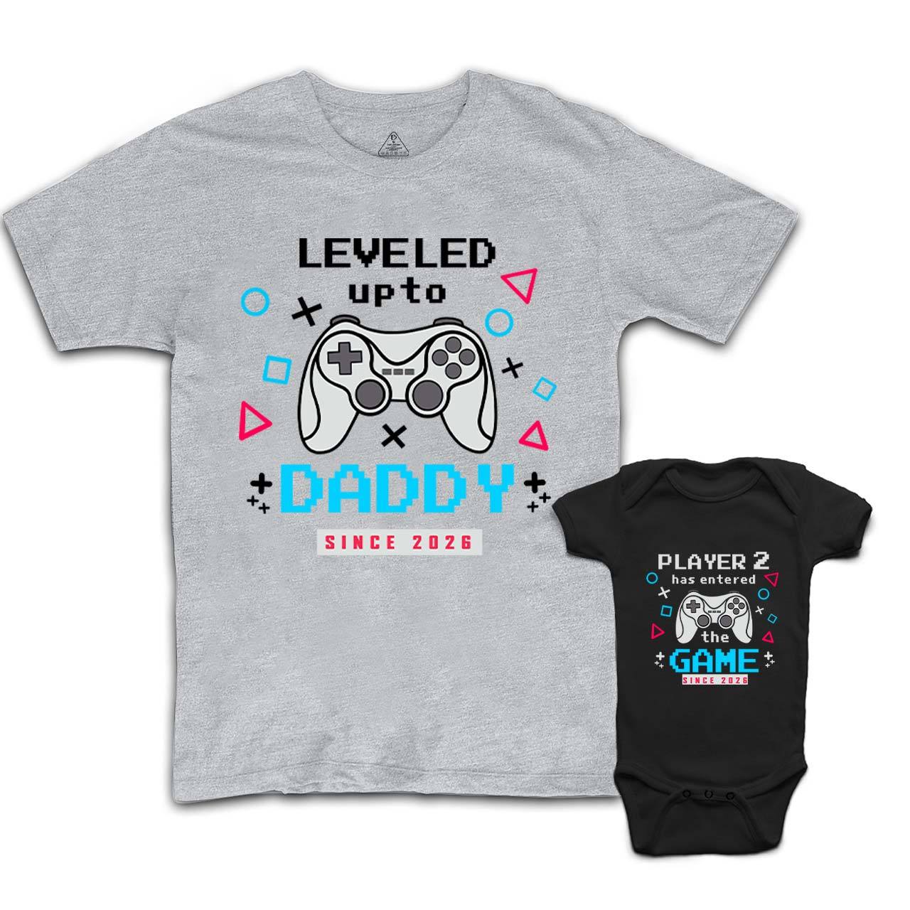 Personalized Leveled Up To Daddy Dad&Me Matching Shirts