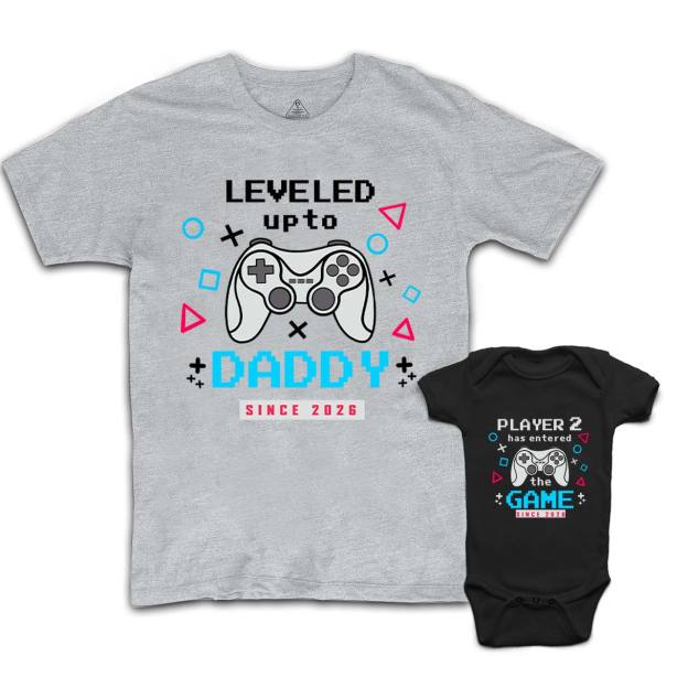 Personalized Leveled Up To Daddy Dad&Me Matching Shirts