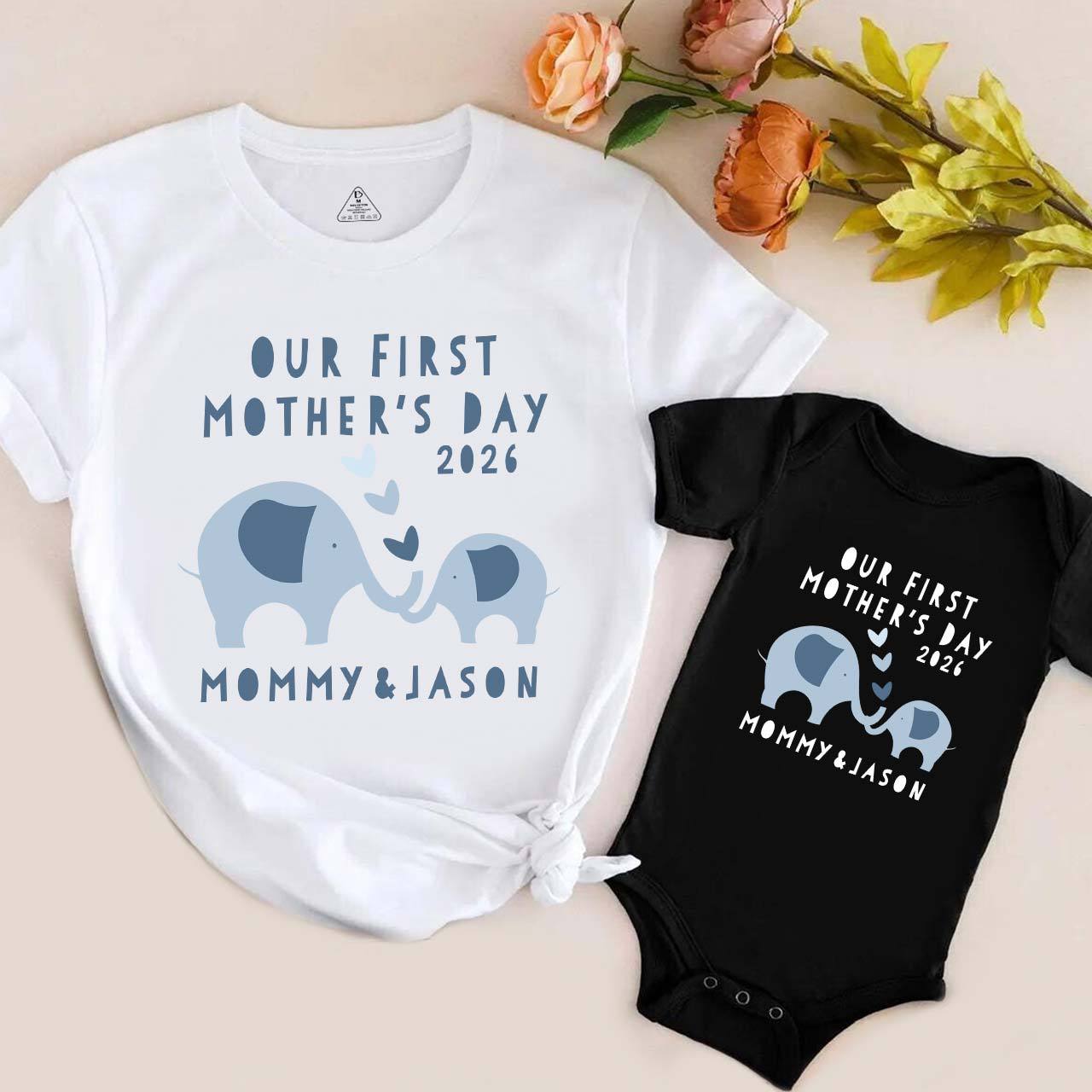 First Mother's Day Elephant Mom And Me Tees