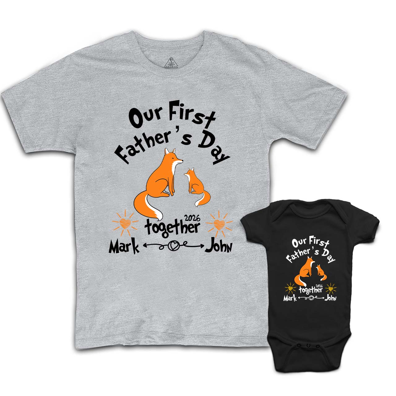 Personalized First Father's Day Fox Dad&Me Matching Shirts