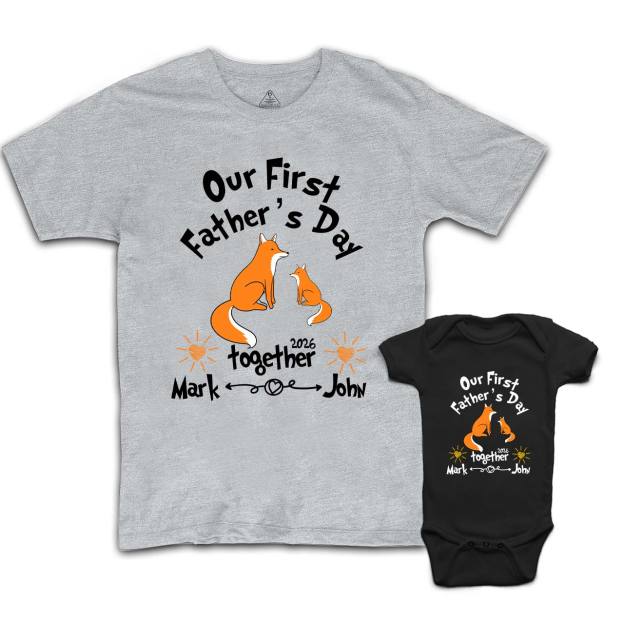 Personalized First Father's Day Fox Dad&Me Matching Shirts
