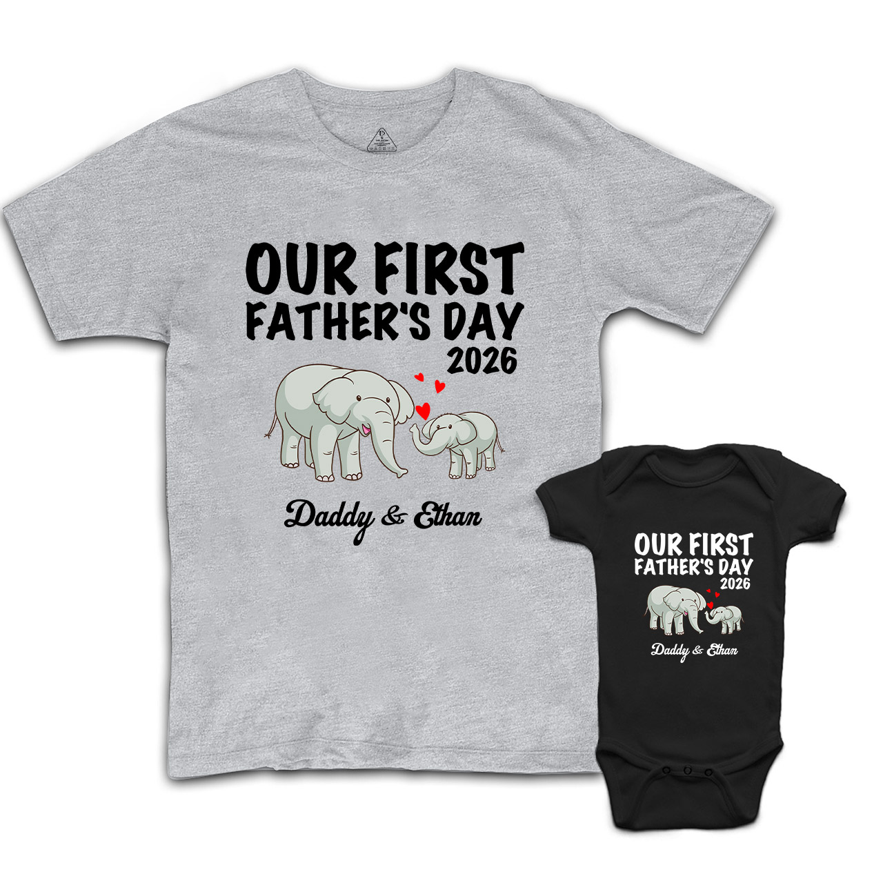 Personalized Elephant Love Launch Dad&Me Matching Shirts