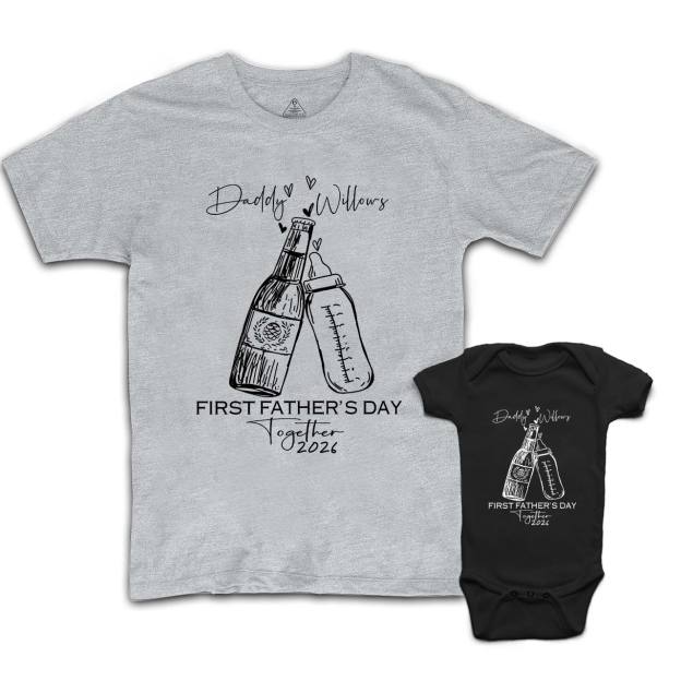 Matching First Dad and me Bodysuit & Shirts (Together)