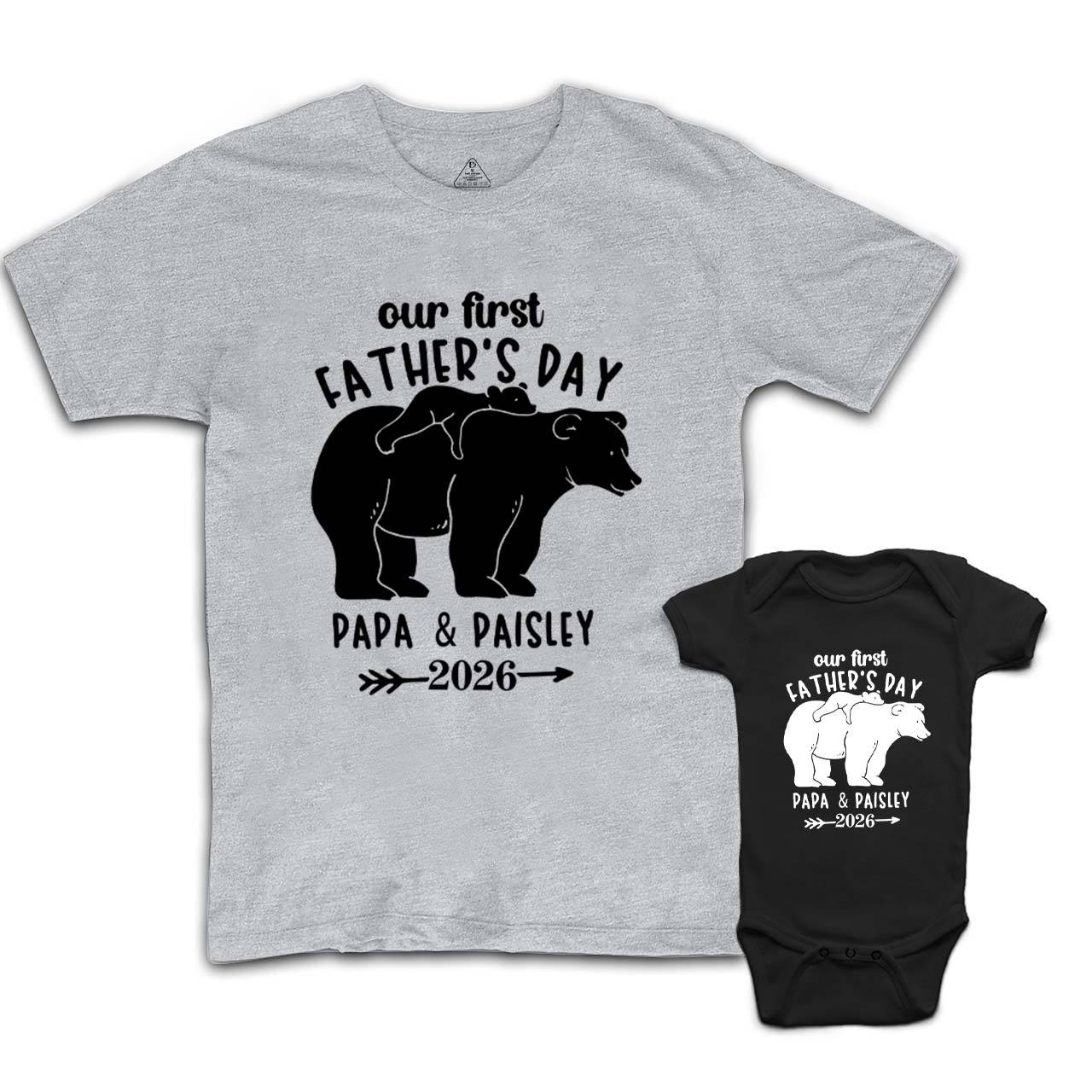 First Dad and me Gift-Dad Bear With Baby Bear Shirts