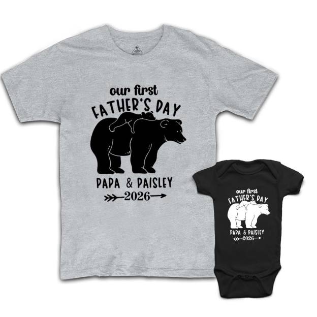 First Dad and me Gift-Dad Bear With Baby Bear Shirts