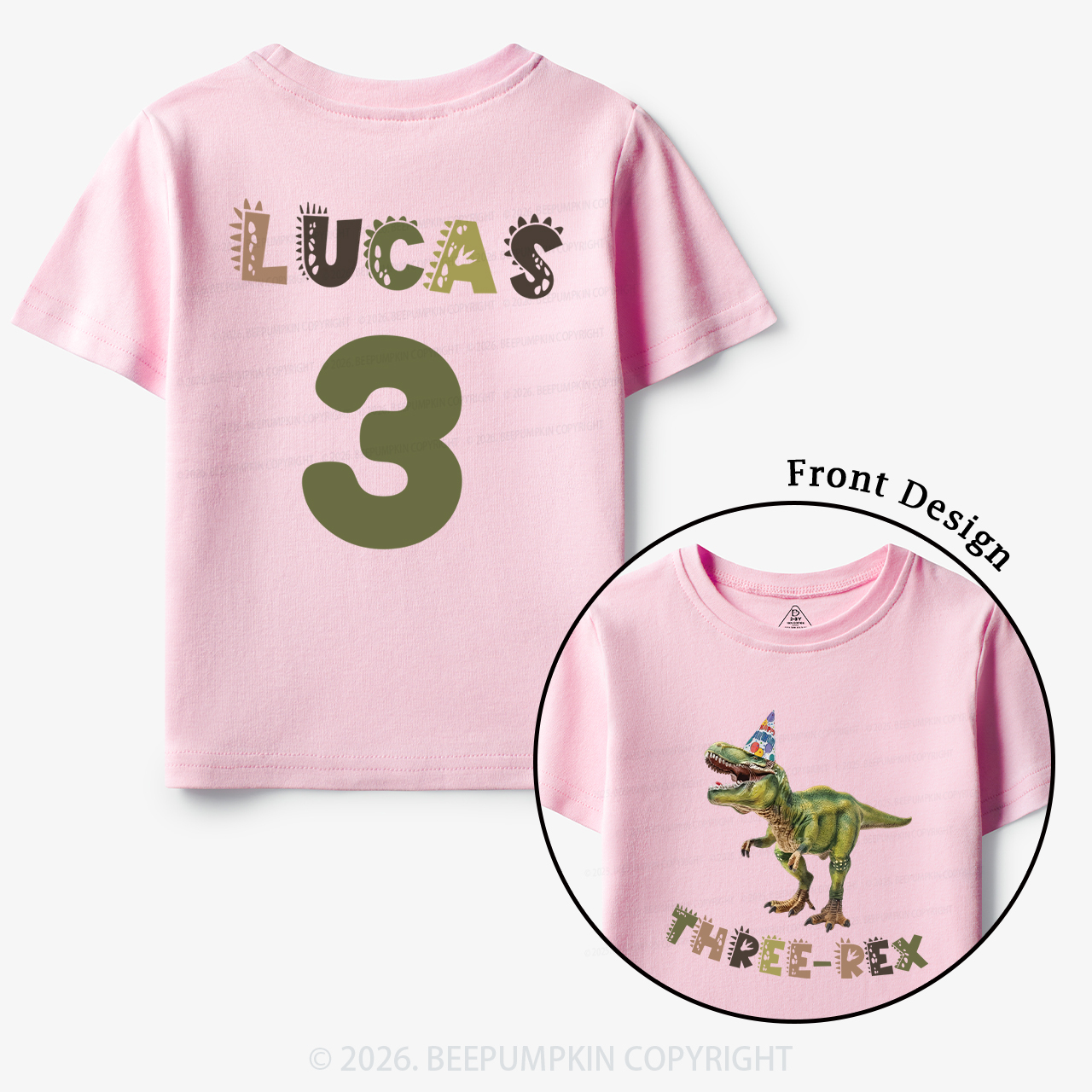 Personalized Dinosaur Birthday Party Toddler&Kid's Tees