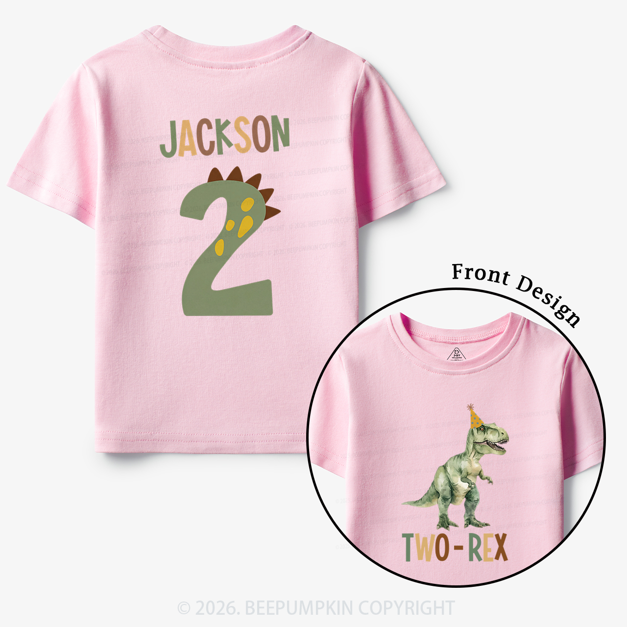 Personalized Dinosaur 2nd Birthday Toddler&Kid's Tees
