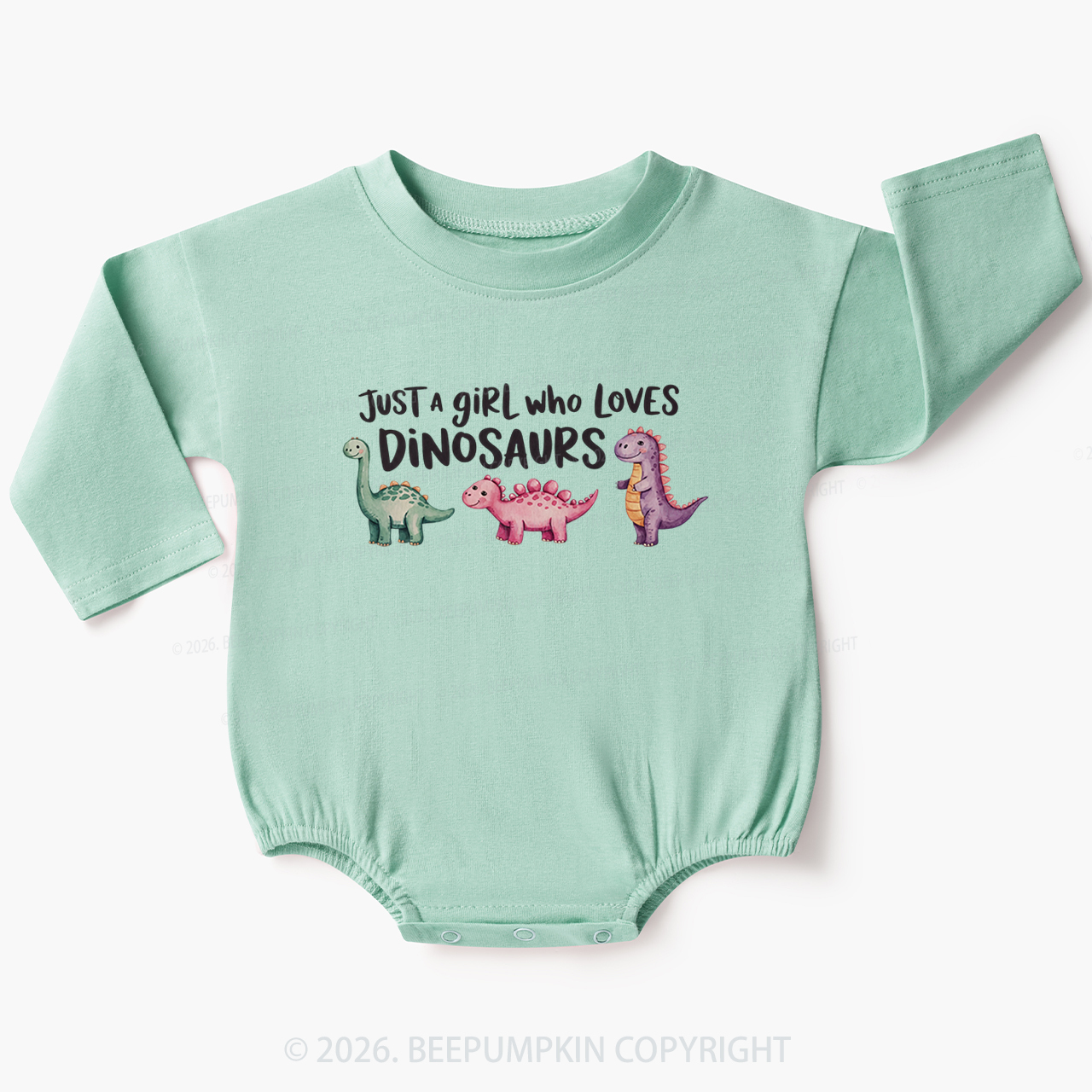 Just A Girl Who Loves Dinosaurs Baby Bubble Romper