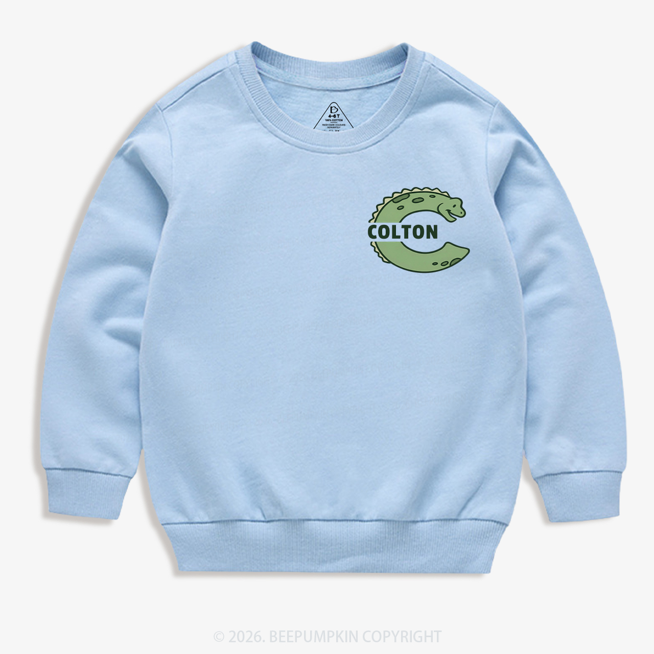 Personalized Cute Dinosaur Initial With Name Kid's Sweatshirt