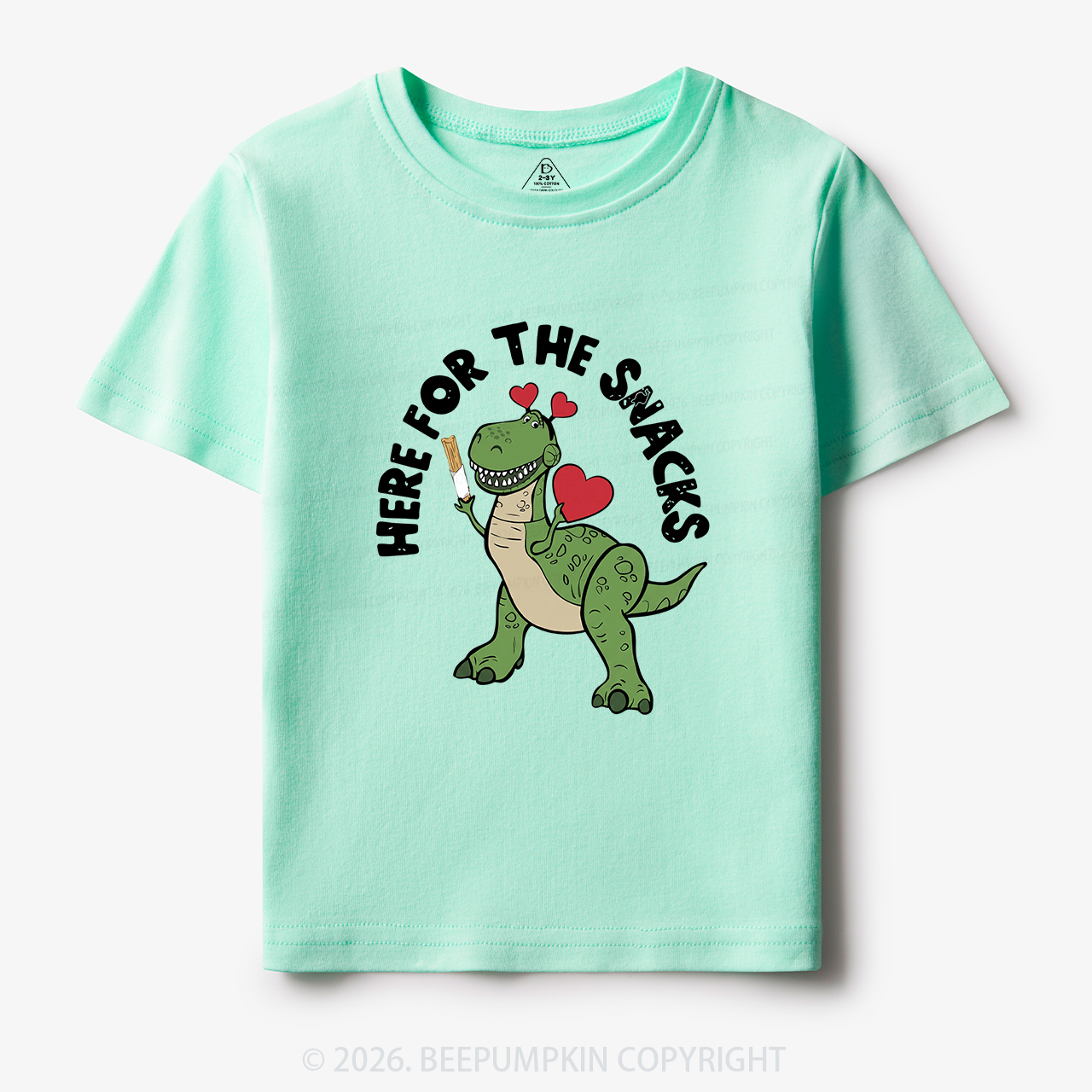 Here For The Snacks Funny Dinosaur Toddler&Kid's Tees