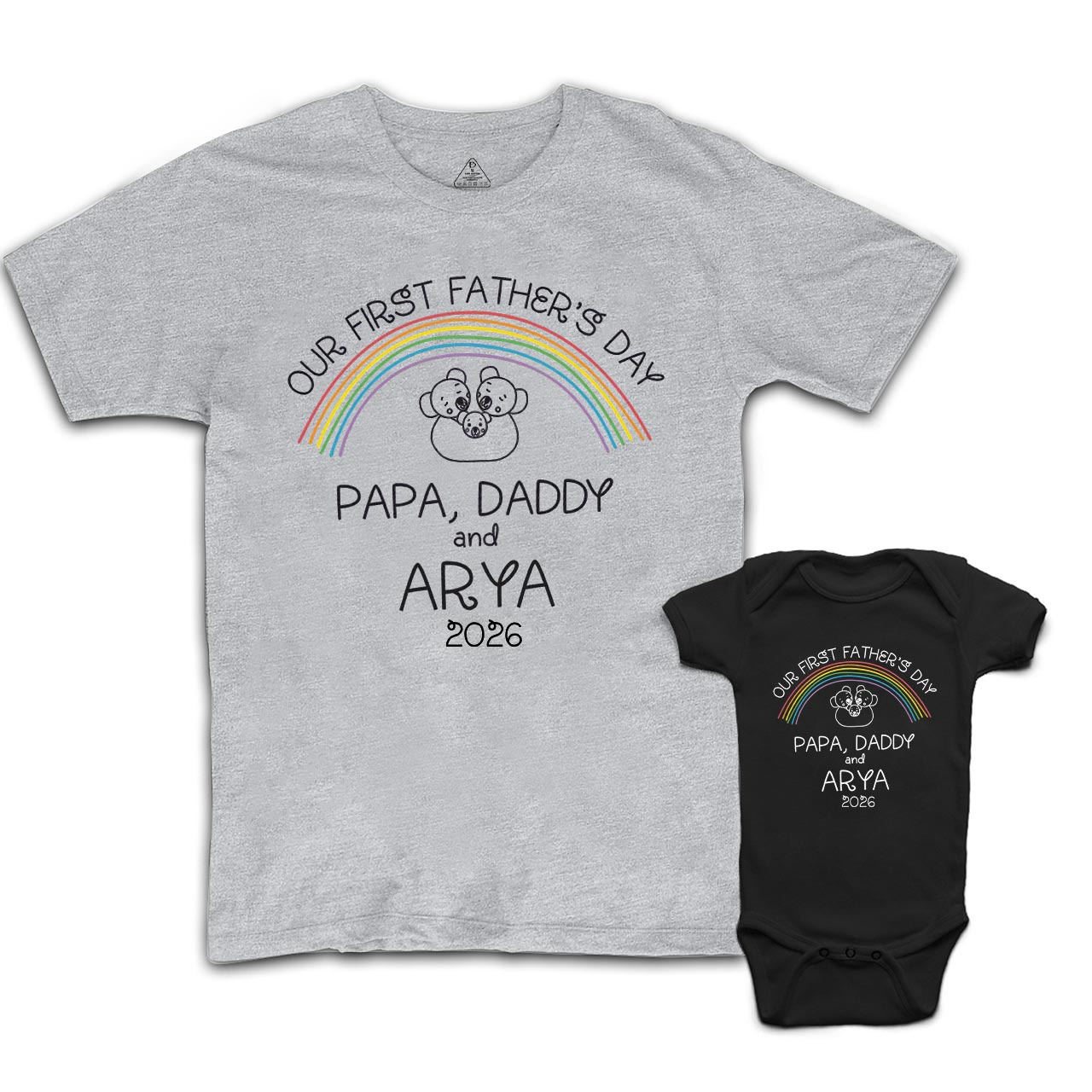 Out First Custom Name Lesbian Dad & Me Matching T-Shirts