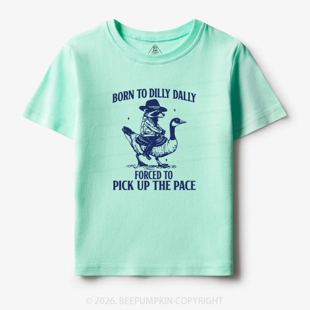 Born To Dilly Dally Retro Racoon Goose Toddler&Kid's Tees