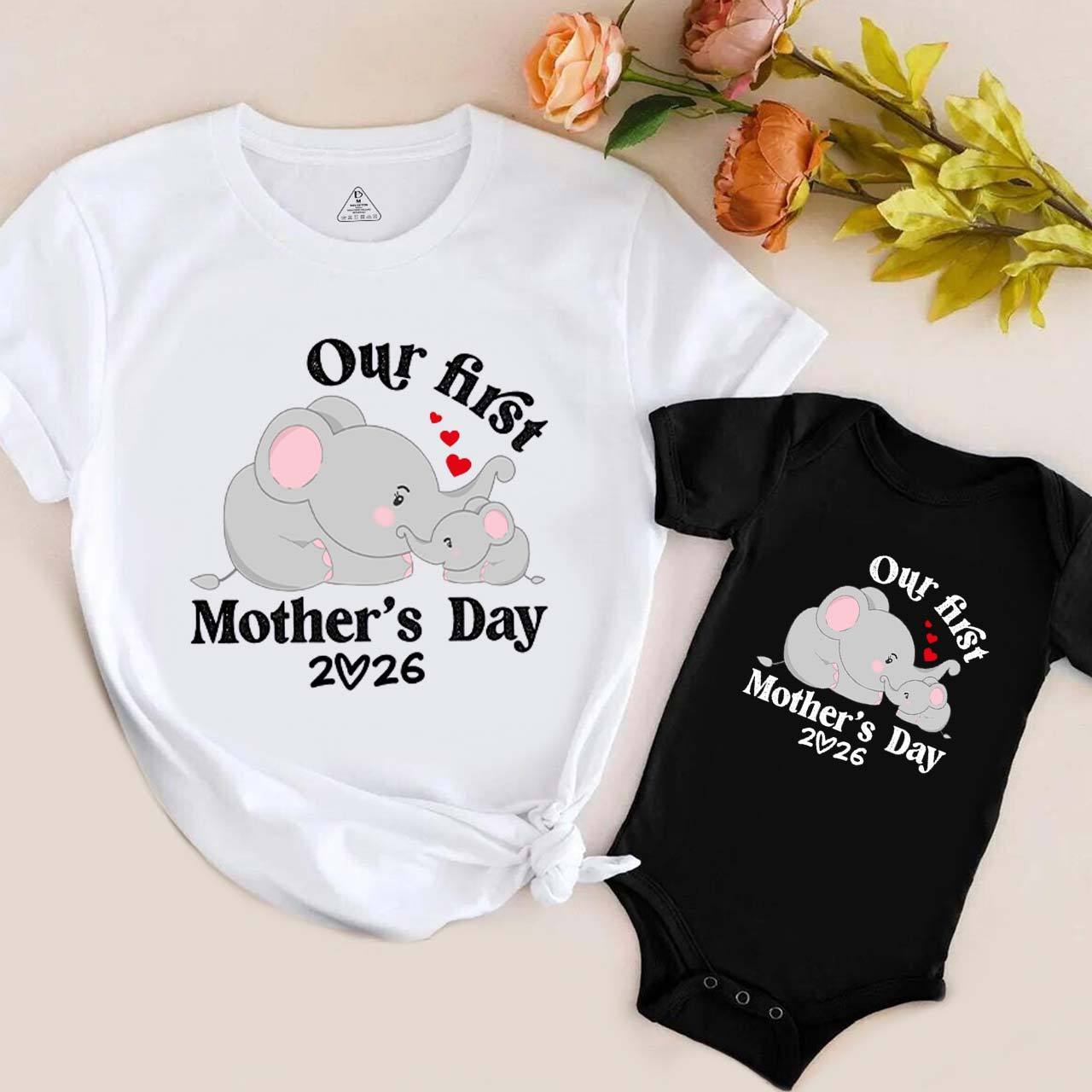 Our First Mothers Day Elephant Mom&Me Matching T-Shirts