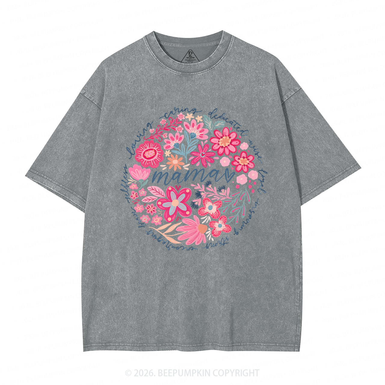 Boho Floral Spring Adult Washed T-Shirts