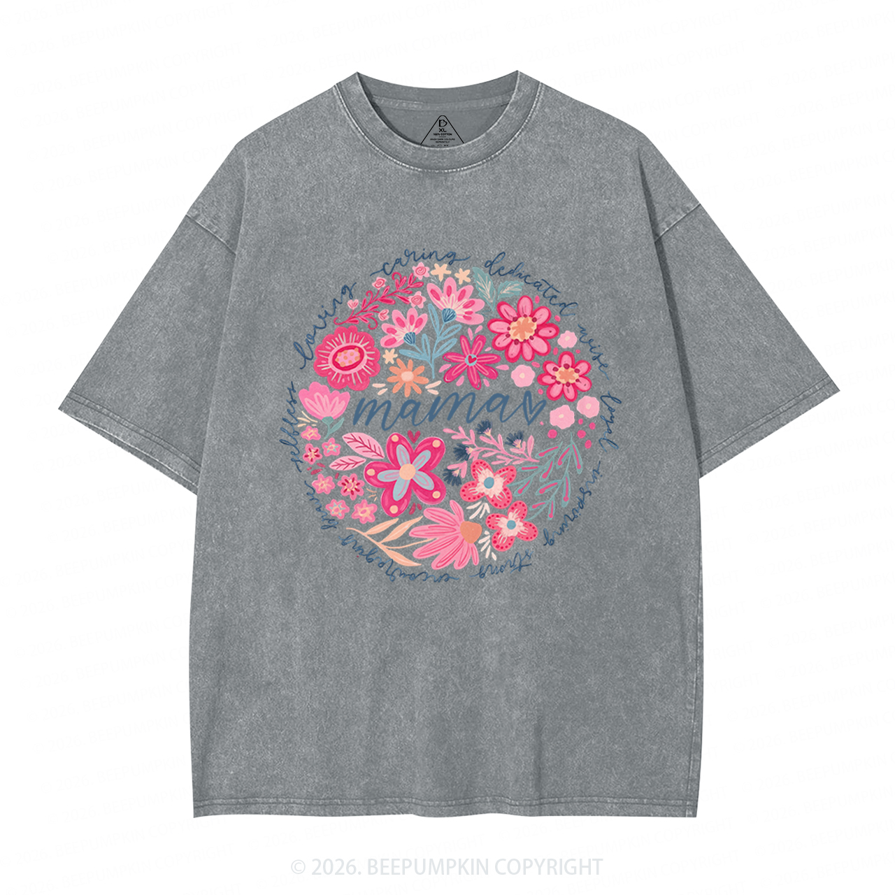 Boho Floral Spring Adult Washed T-Shirts