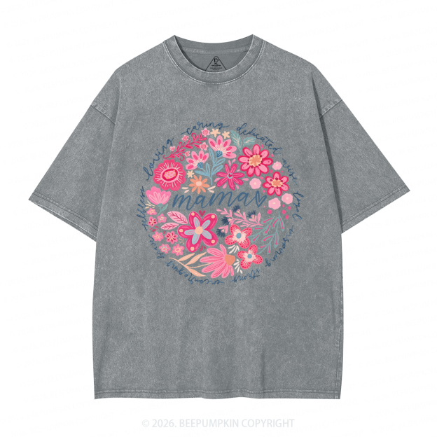 Boho Floral Spring Adult Washed T-Shirts