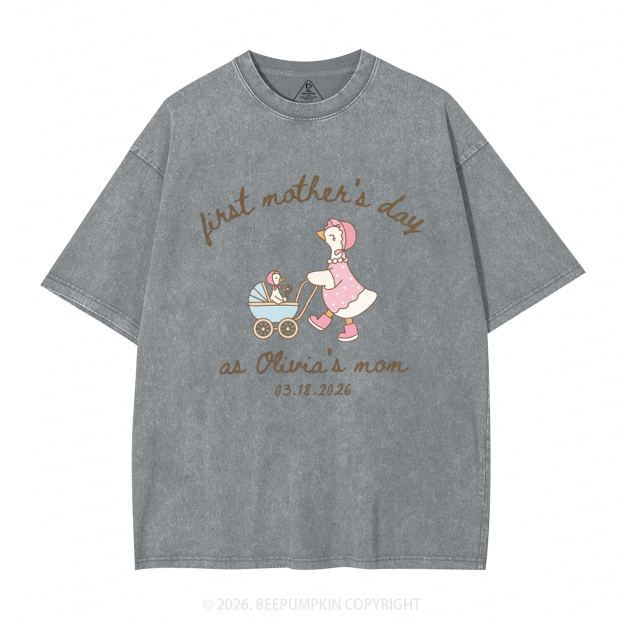 Personalized Goose Mama First Mother's Day Adult Washed T-Shirts