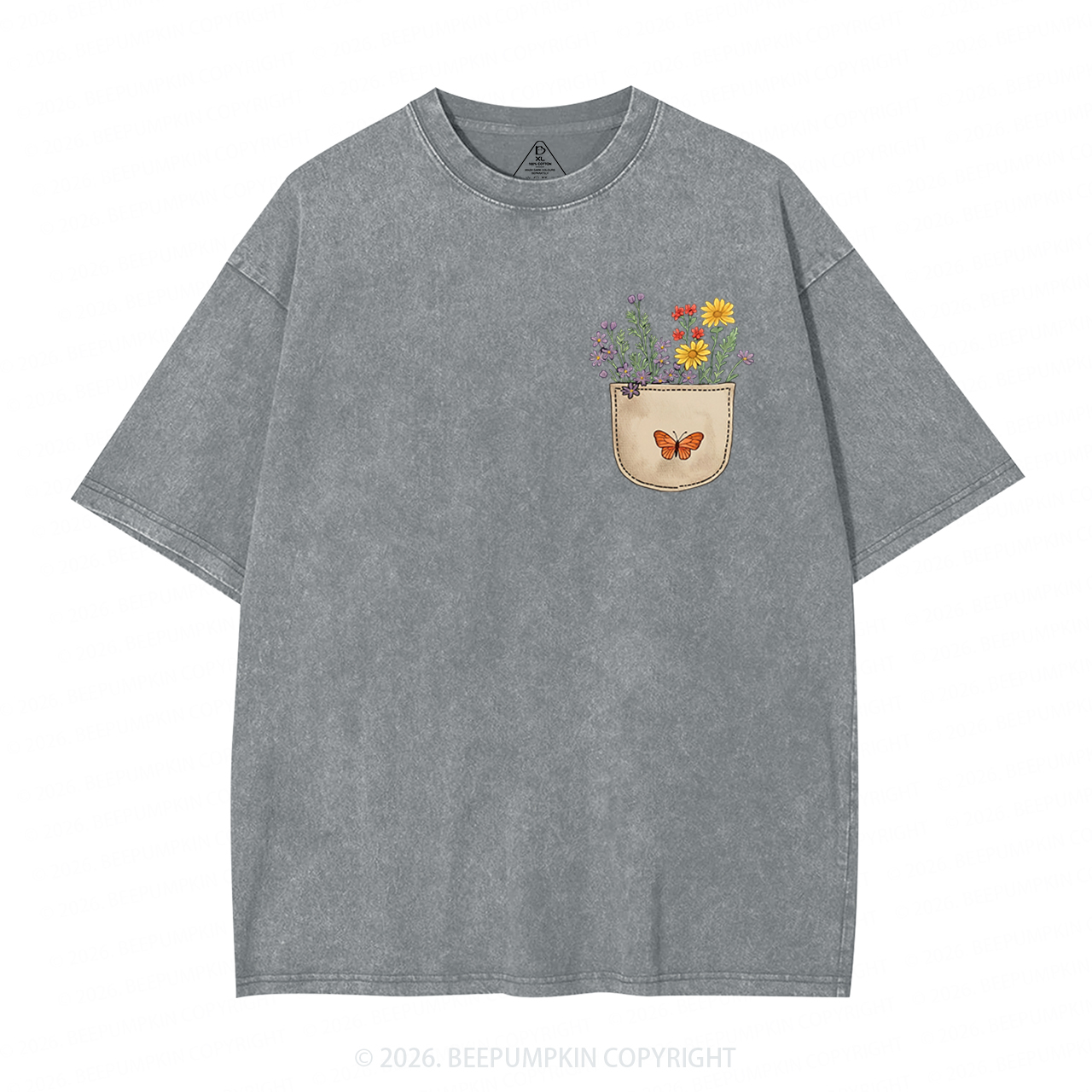 Wild Flowers Pocket Adult Washed T-Shirts