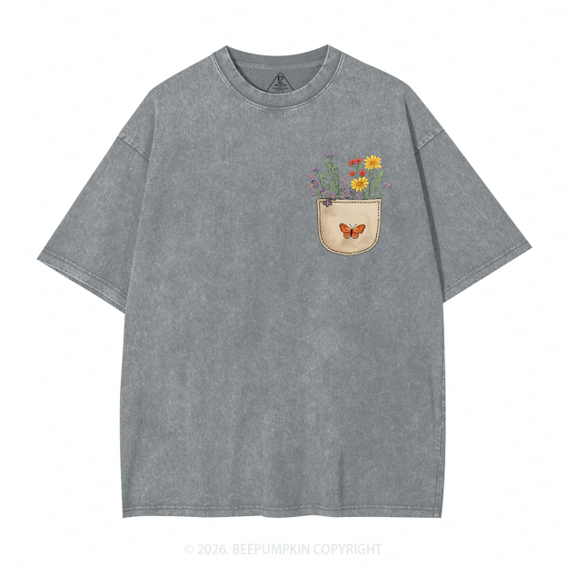 Wild Flowers Pocket Adult Washed T-Shirts