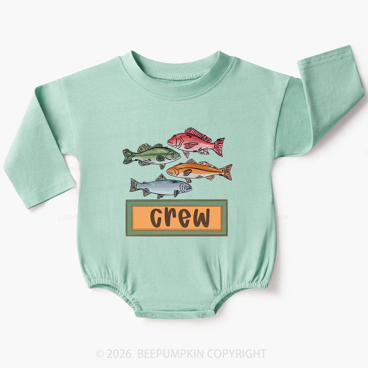 Personalized Name Fishing Baby Bubble Romper
