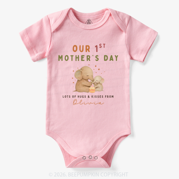 Personalized First Mother's Day Cute Elephant Bodysuit