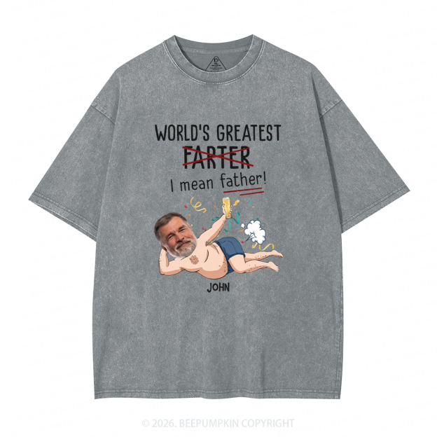Personalized Photo Gift World's Greatest Farter Washed T-Shirts