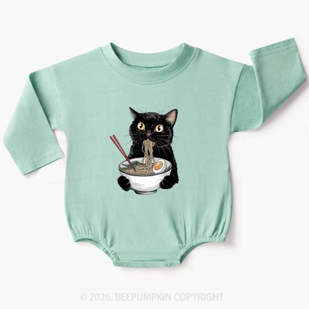 Ramen Black Cat Baby Bubble Romper