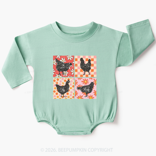 Chickens Farm Animals Baby Bubble Romper