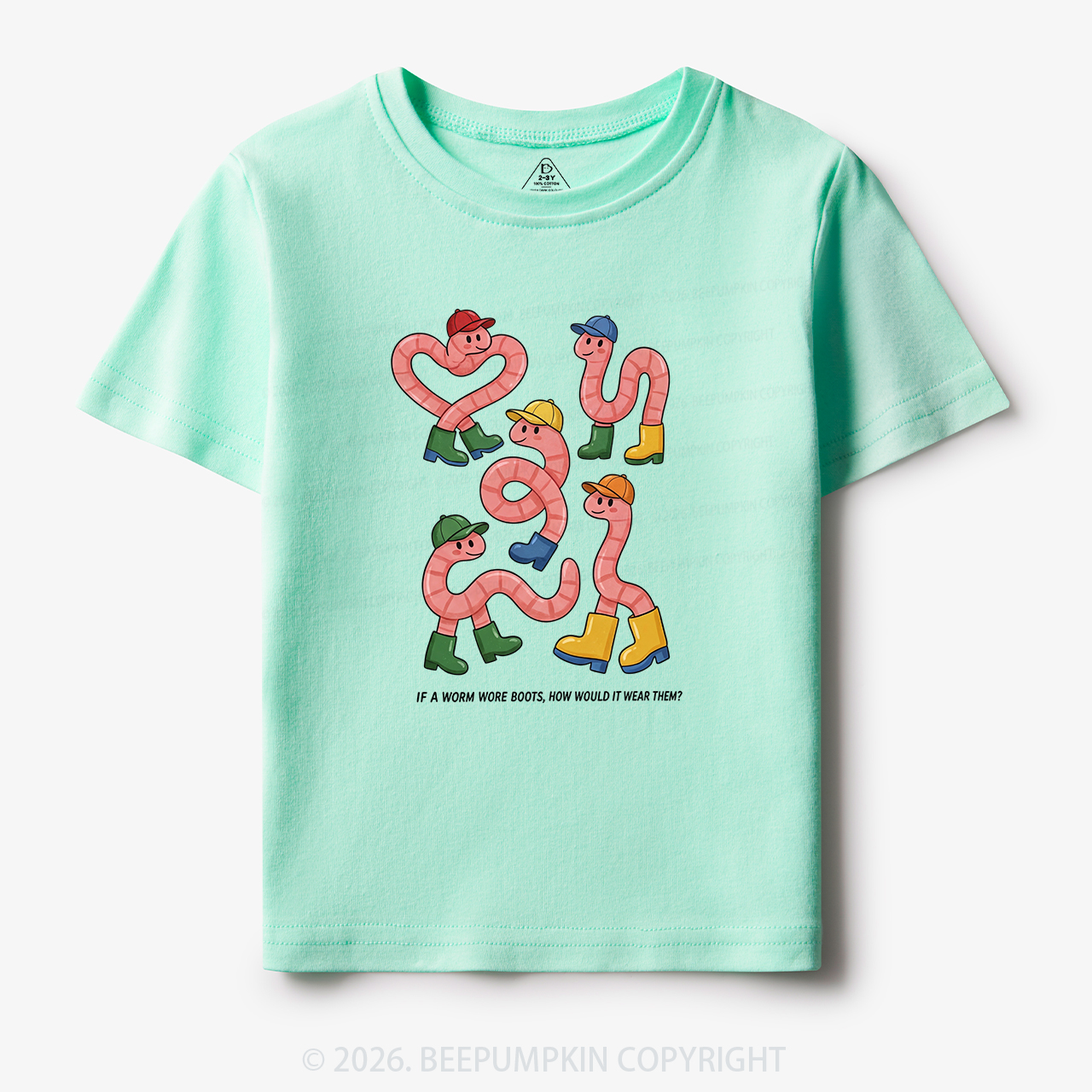 Funny Retro Worm Boots Toddler&Kid's Tees