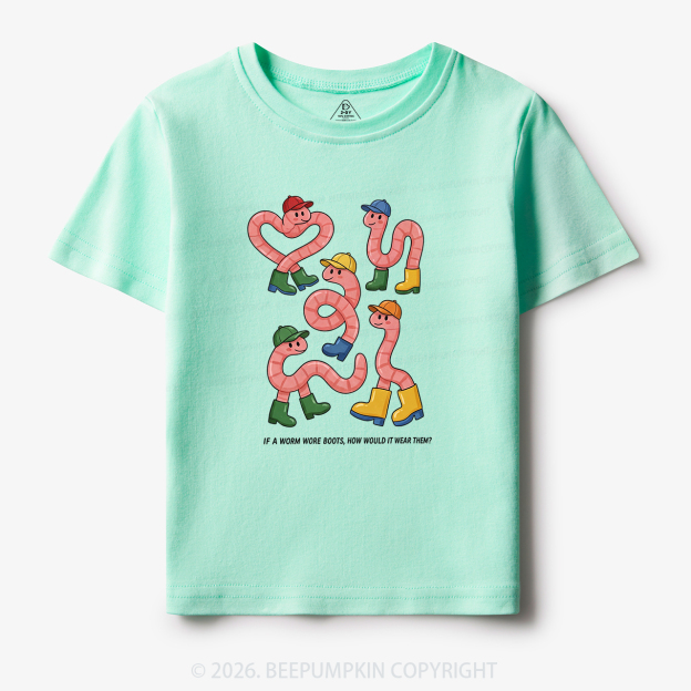 Funny Retro Worm Boots Toddler&Kid's Tees