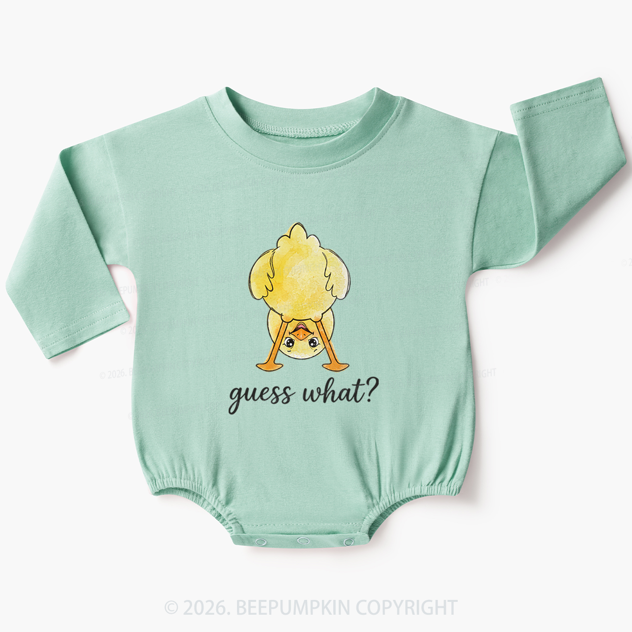Guess What Chicken Butt Cute Funny Animal Baby Bubble Romper