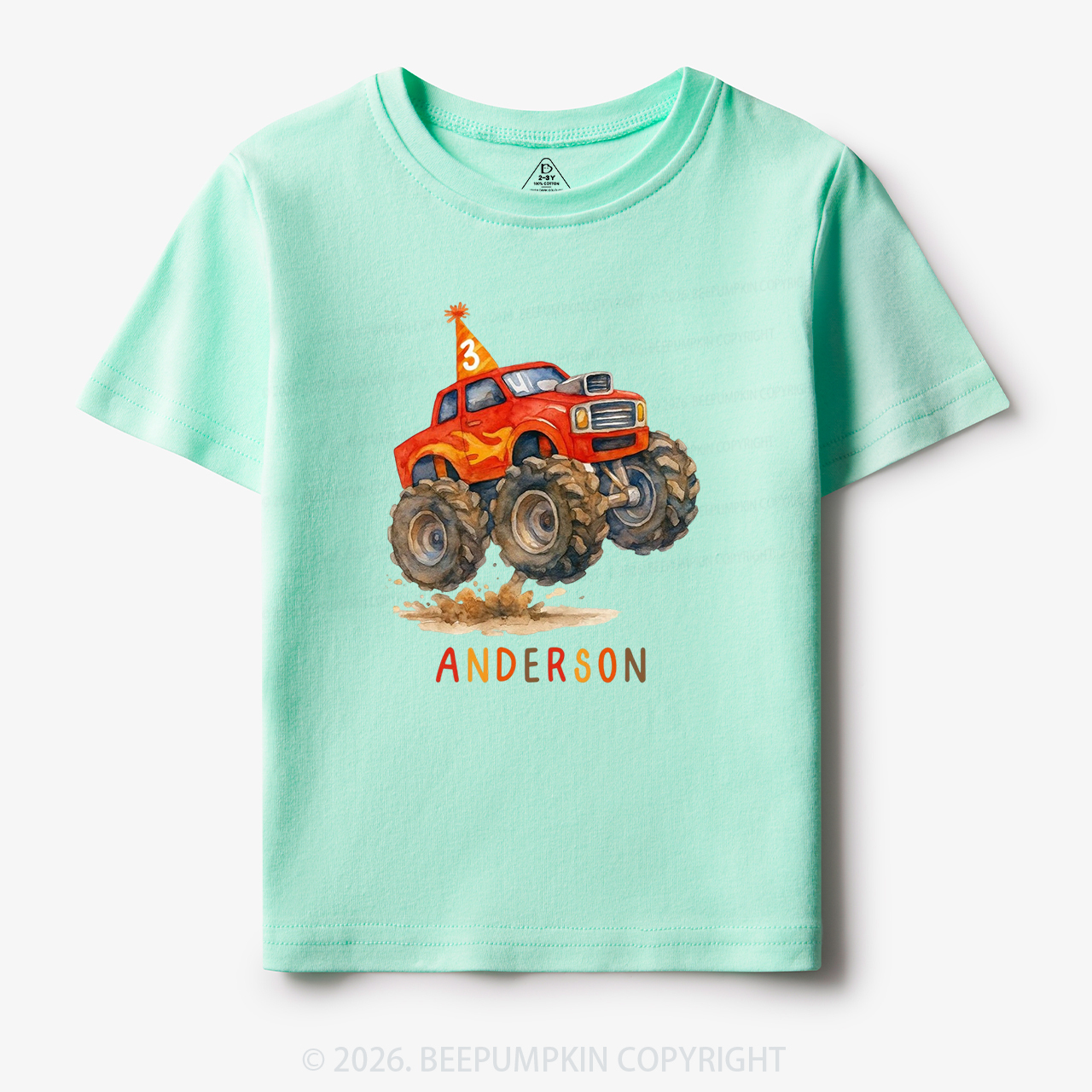 Personalized Monster Truck Birthday Toddler&Kid's Tees
