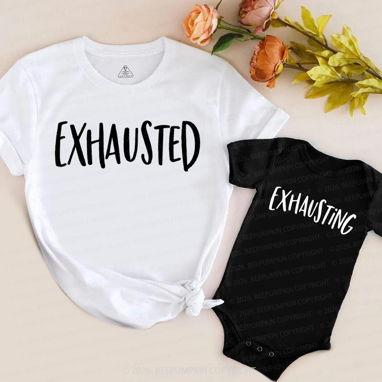 Exhausted & Exhausting Mom&Me Matching T-Shirts