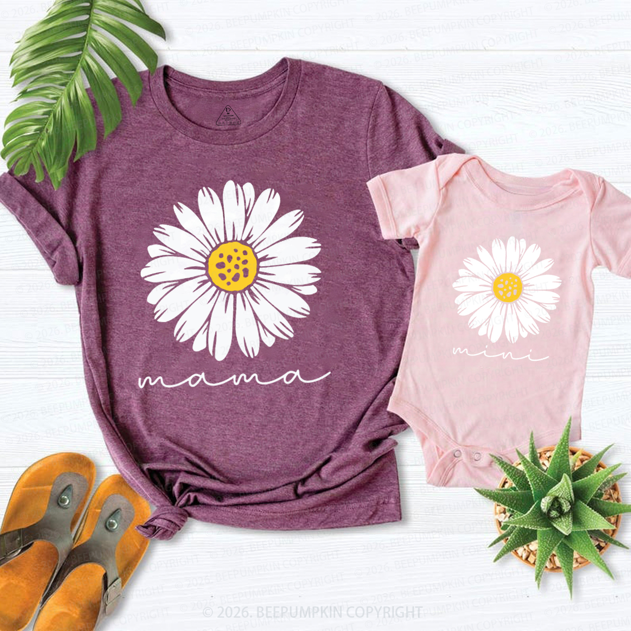 Floral Daisy Mommy And Me Mom&Me Matching T-Shirts