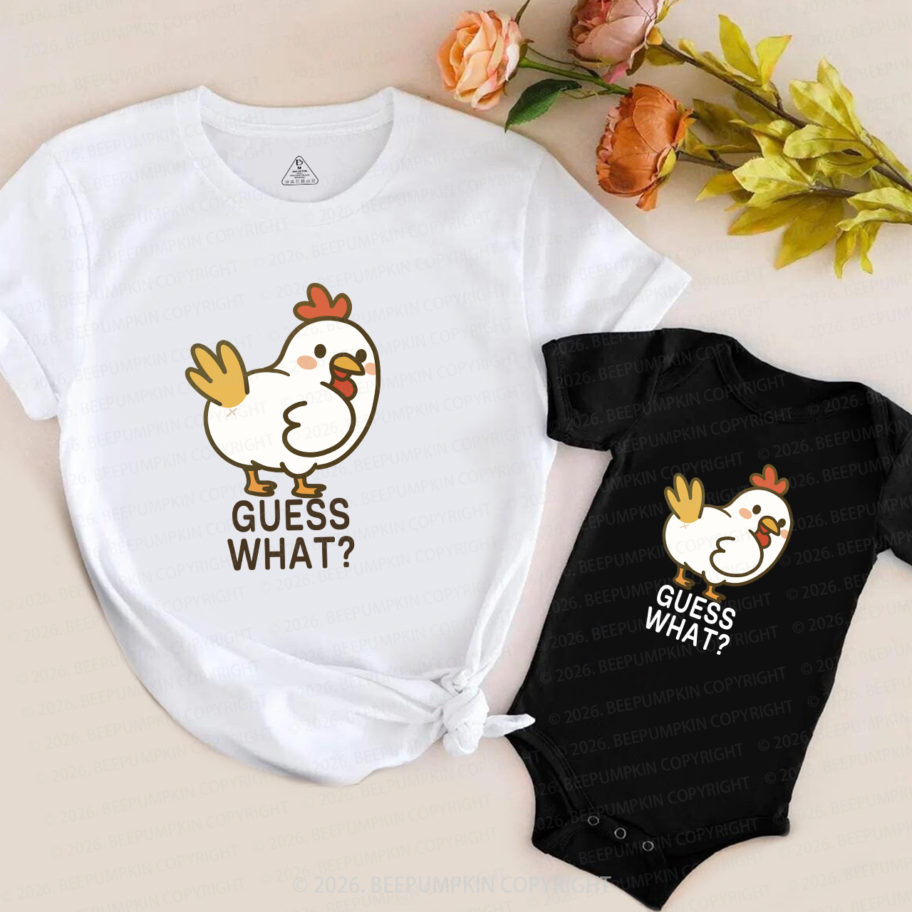 Guess What Chicken Funny Butt Joke Family Matching T-Shirts