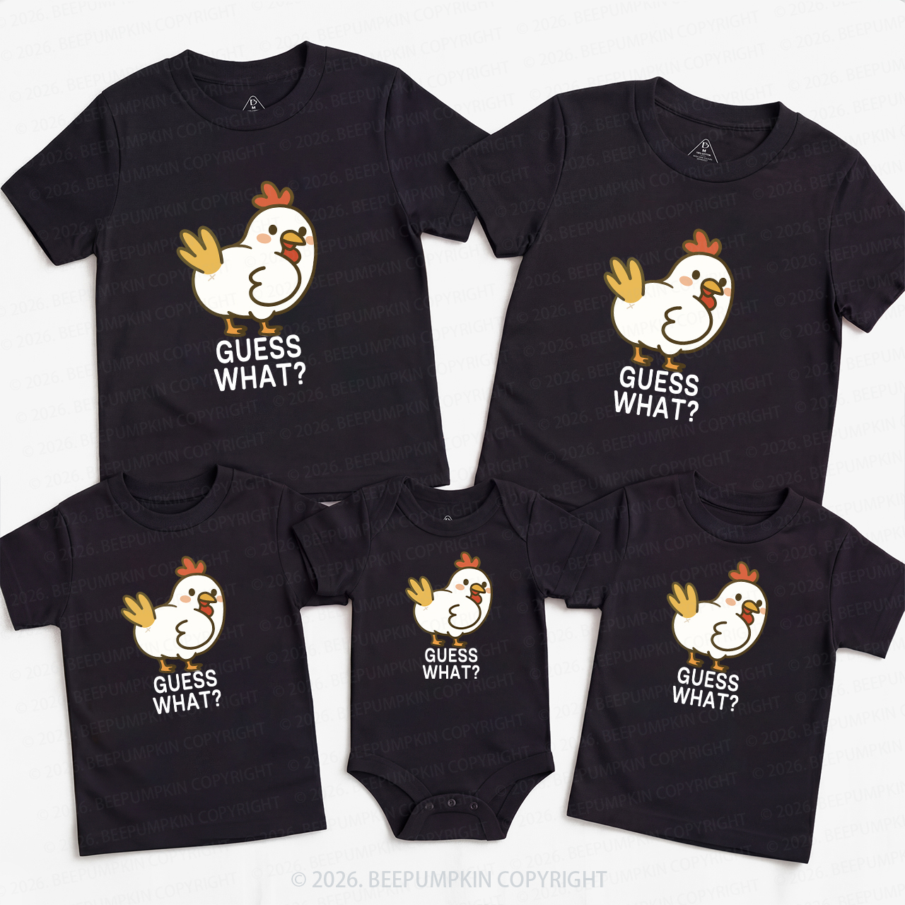 Guess What Chicken Funny Butt Joke Family Matching T-Shirts