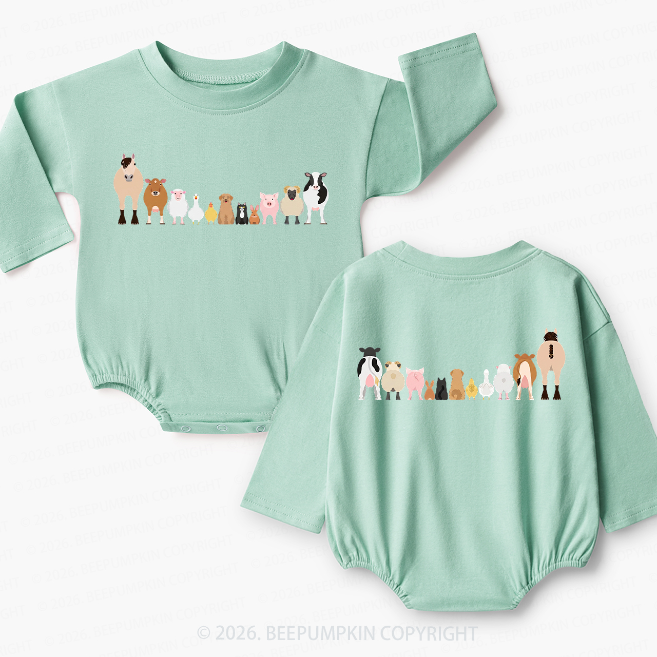 Cute Farm Animals Baby Bubble Romper