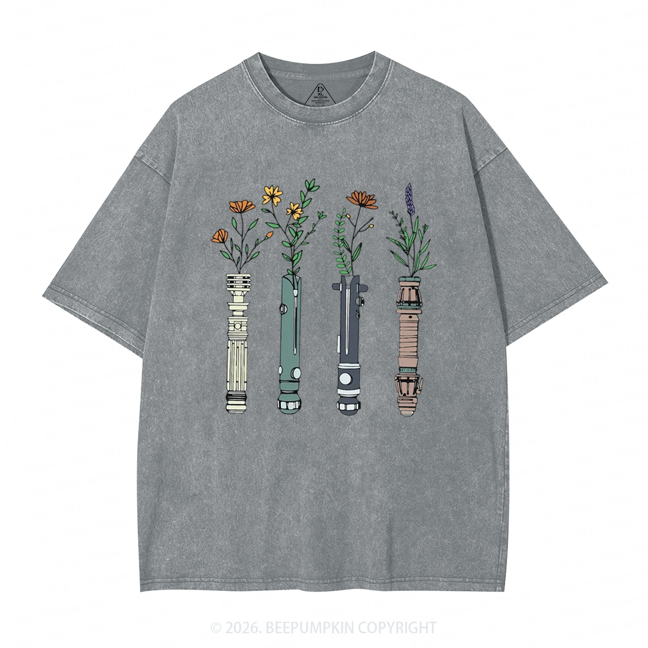 Floral Lightsaber Galaxy Washed T-Shirts
