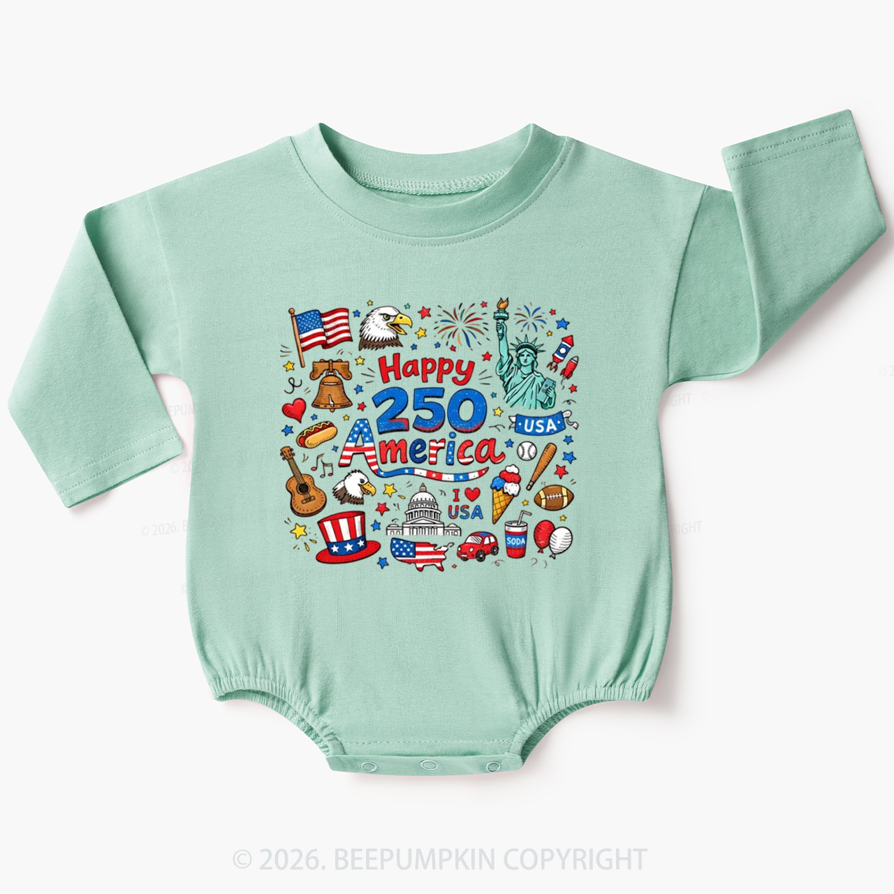 Happy 250 America Baby Bubble Romper