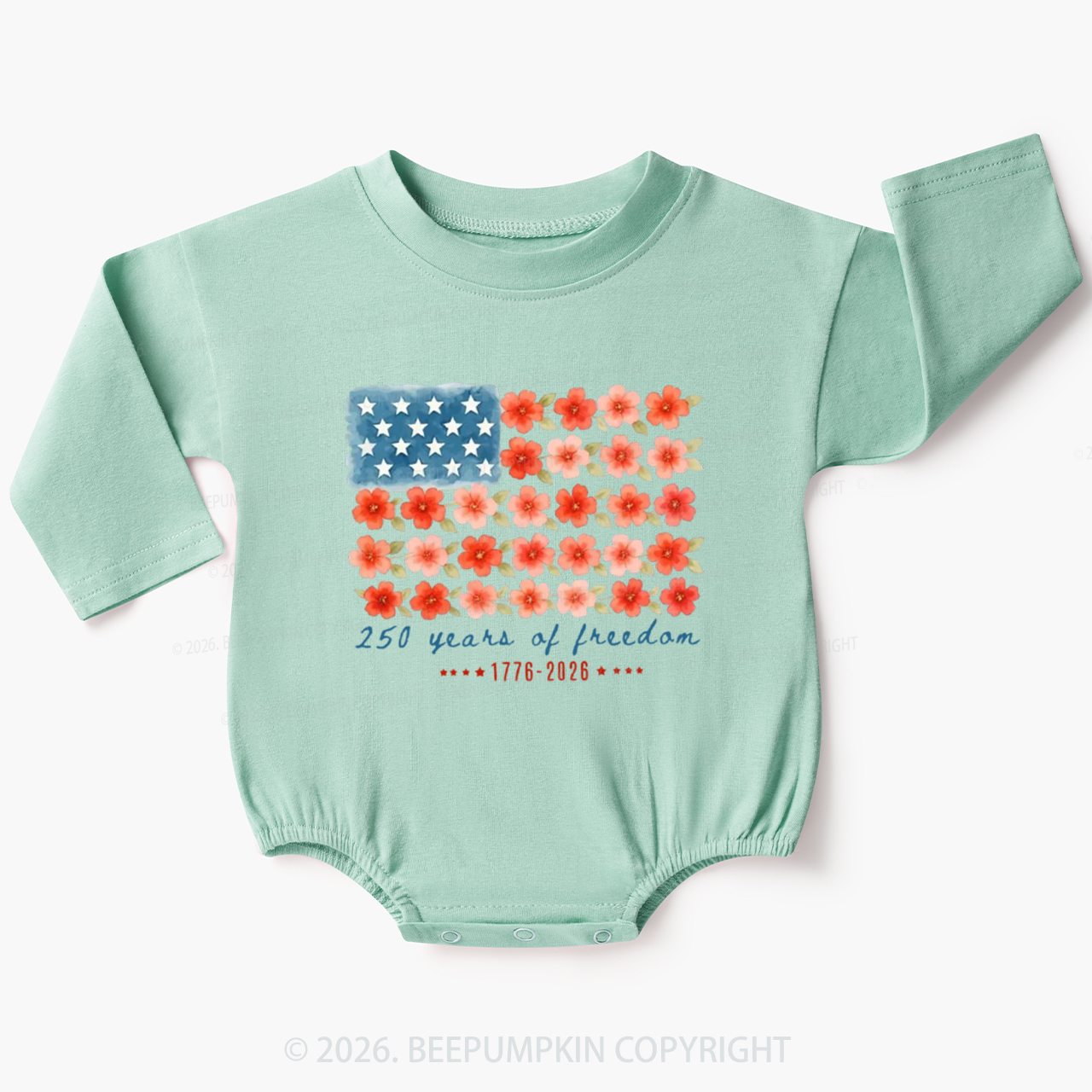 America 250th Anniversary 1776–2026 Baby Bubble Romper