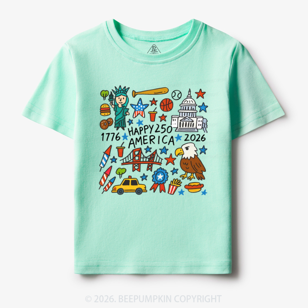 Happy 250 America 1776-2026 Toddler&Kid's Tees