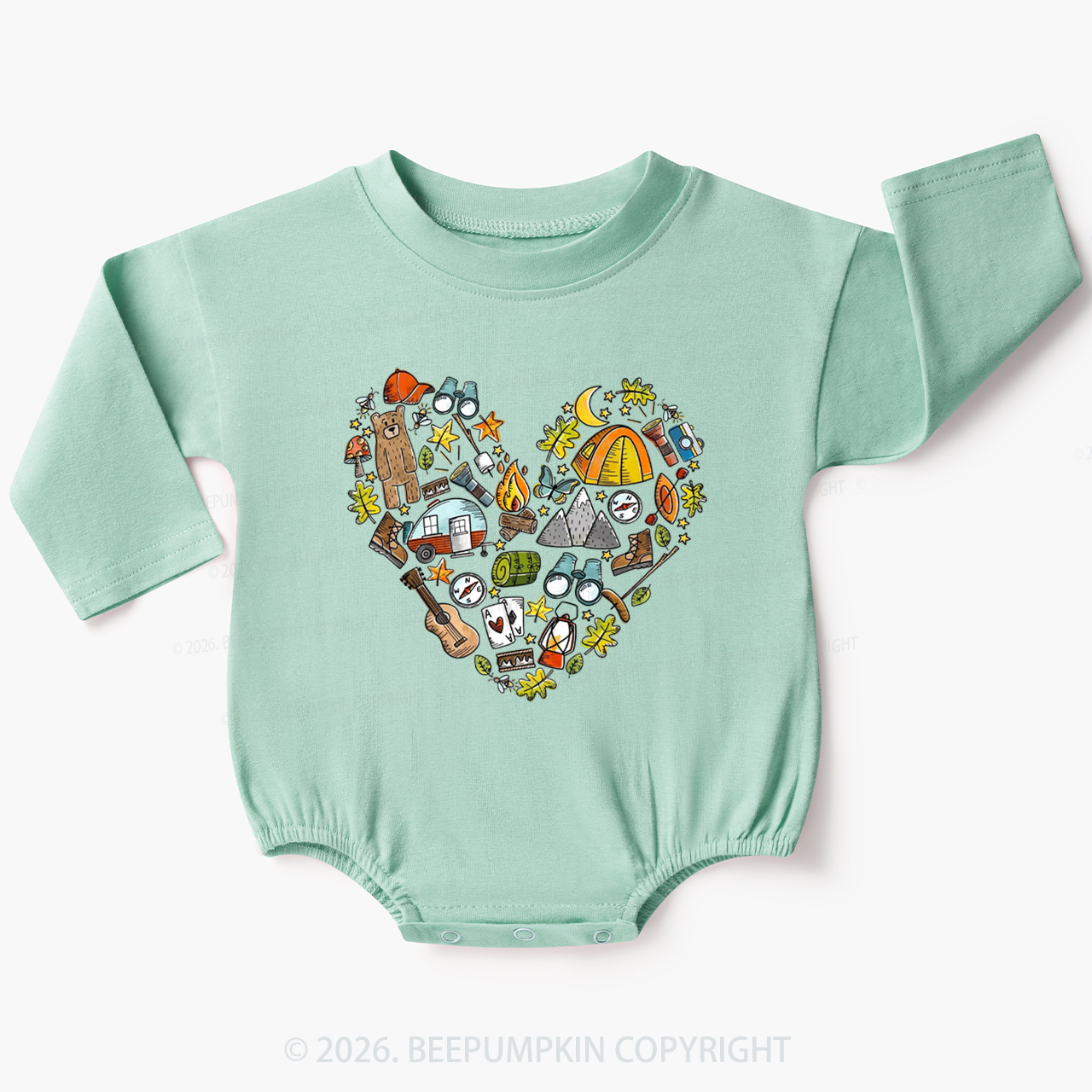 Love Camping Funny Hiking Baby Bubble Romper