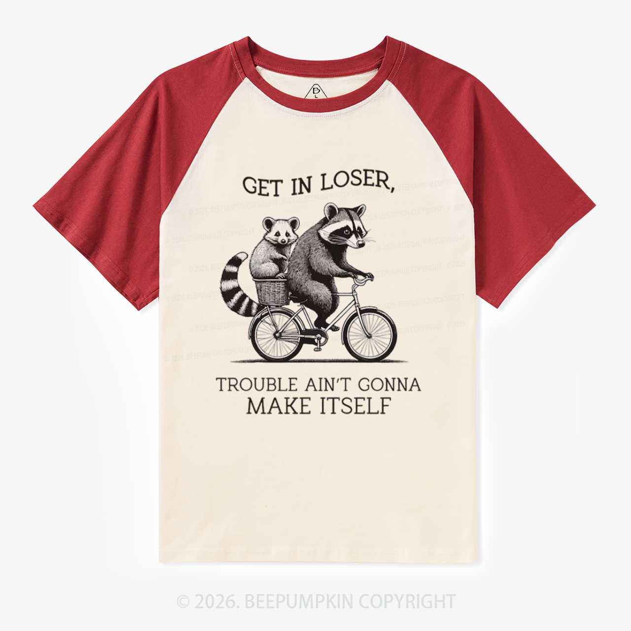 Get In Loser Retro Adult Retro Raglan T-shirt