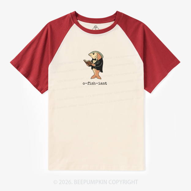 Fisherman O-fish-iant Retro Raglan T-shirt