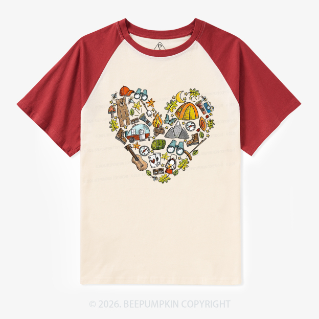 Love Camping Retro Raglan T-shirt