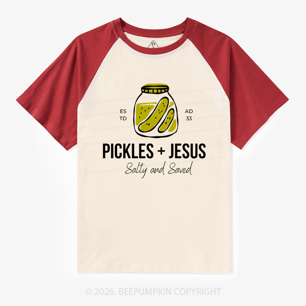 Pickles and Jesus Salty and Saved Vintage Raglan T-shirt