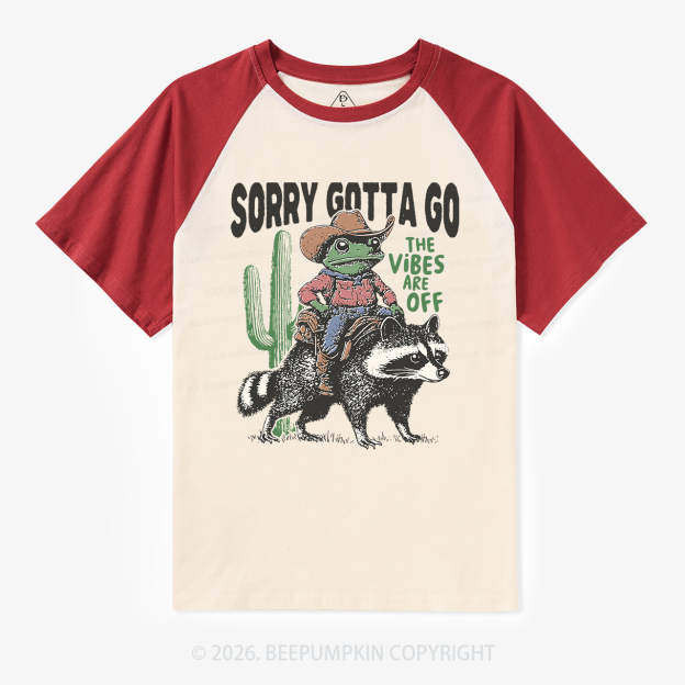 Sorry Gotta Go Vibes Are Off Vintage Frog Raglan T-shirt