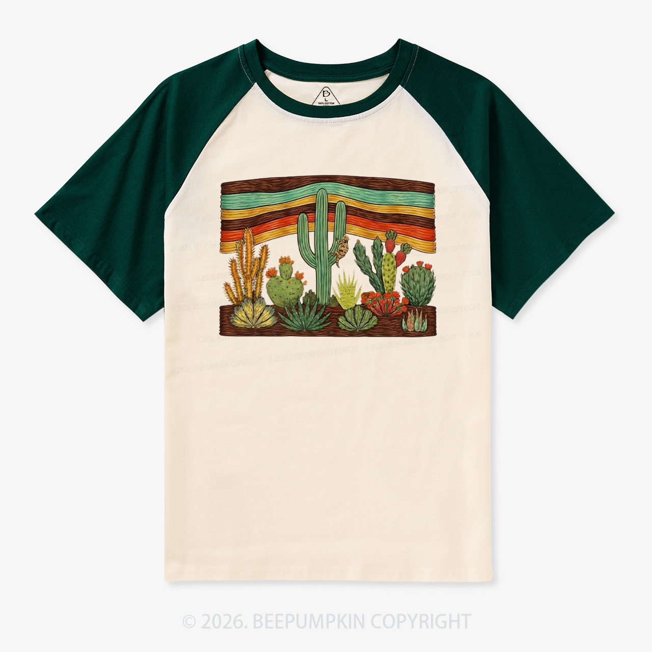 Desert Cactus Retro Raglan T-shirt